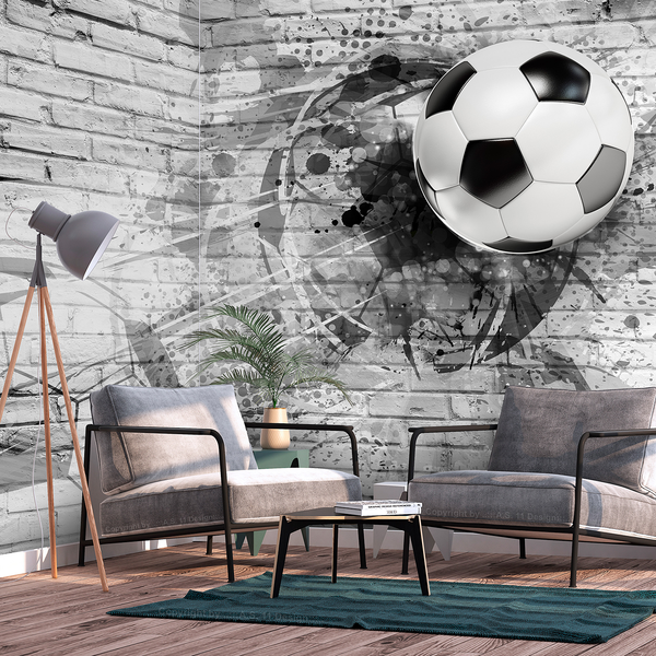 Vlies Fototapete Fußball Sport - Vlies - Schwarz / Weiß - 300 x 210 cm