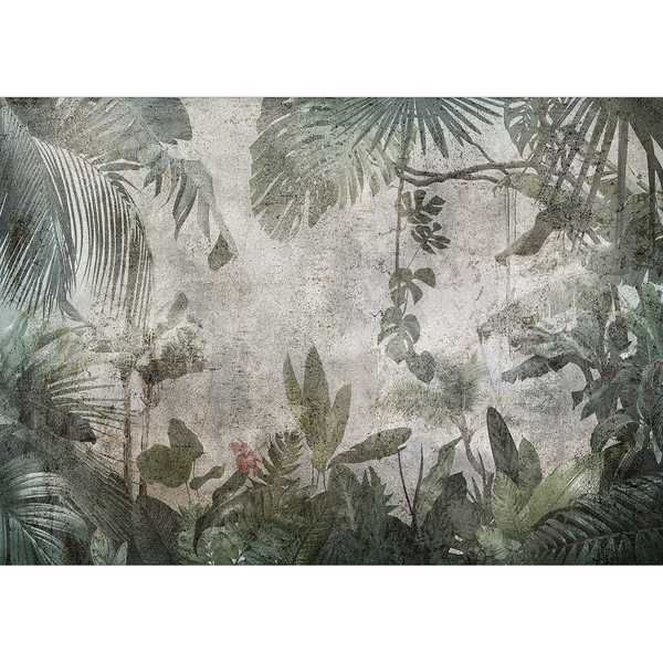 Vlies Fototapete Rain Forest in the Fog - Vlies - Grau / Grün - 400 x 280 cm