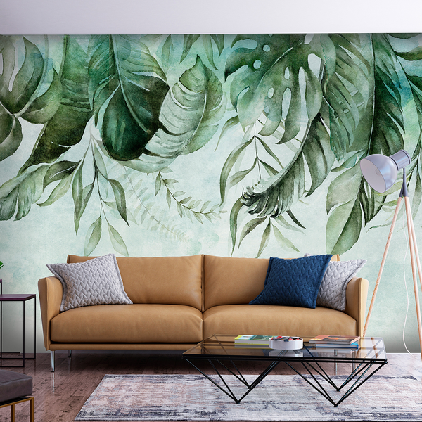 Vlies Fototapete Green Story - Vlies - Grün / Beige - 400 x 280 cm