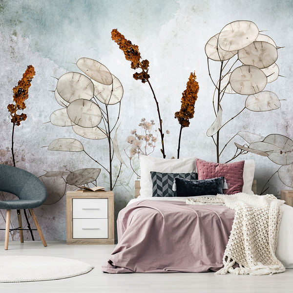 Vlies Fototapete Lunaria in the Meadow - Vlies - Mehrfarbig - 300 x 210 cm