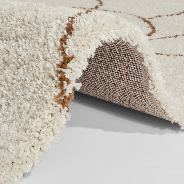 Hochflorteppich Thane - Polypropylen - Creme / Braun - 80 x 150 cm