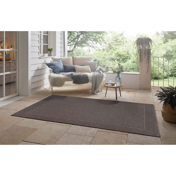 In-/Outdoorteppich Vena - Polypropylen - Anthrazit - 80 x 150 cm