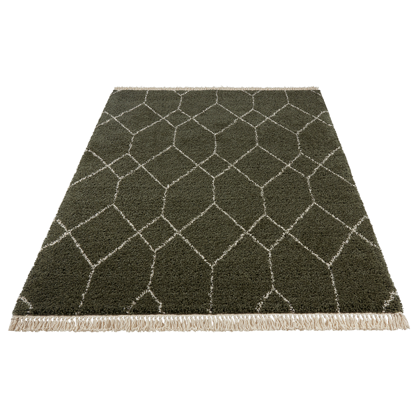 Hochflorteppich Panihe - Polypropylen - Grün / Beige - 80 x 150 cm