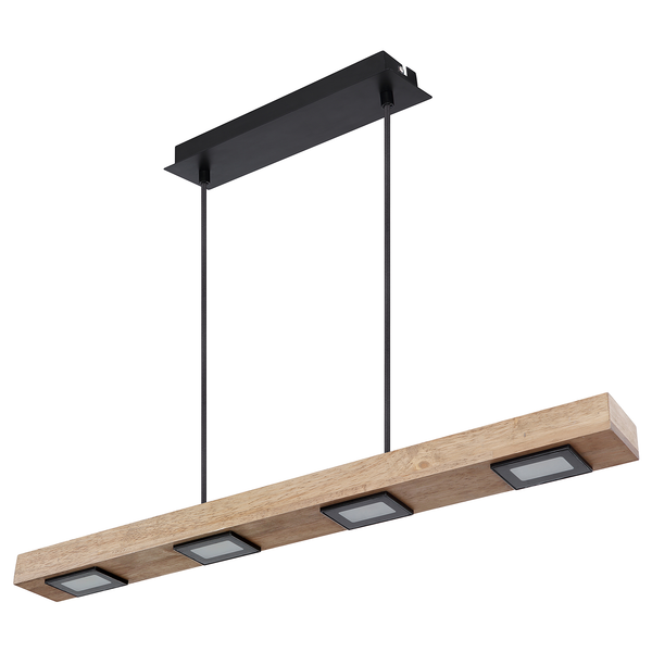 LED-Hängeleuchte Joya - Eisen / Eiche massiv - 6-flammig - Schwarz