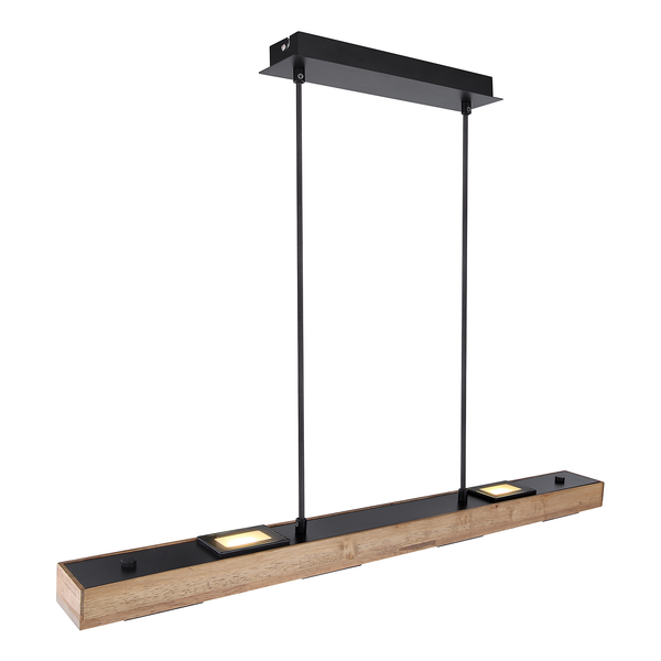 LED-Hängeleuchte Joya - Eisen / Eiche massiv - 6-flammig - Schwarz