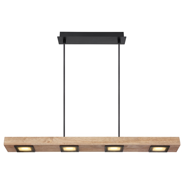 LED-Hängeleuchte Joya - Eisen / Eiche massiv - 6-flammig - Schwarz