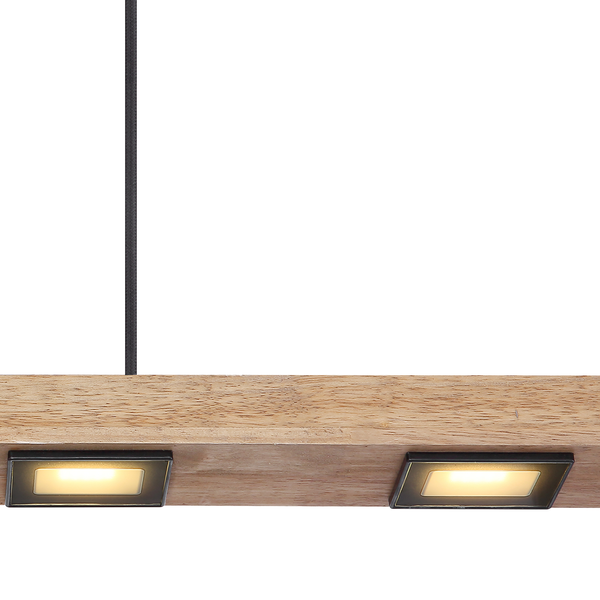 LED-Hängeleuchte Joya - Eisen / Eiche massiv - 6-flammig - Schwarz