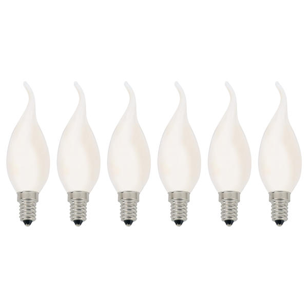 LED-Kerze Windstoß (6er-Set) - Milchglas / Eisen - 6-flammig