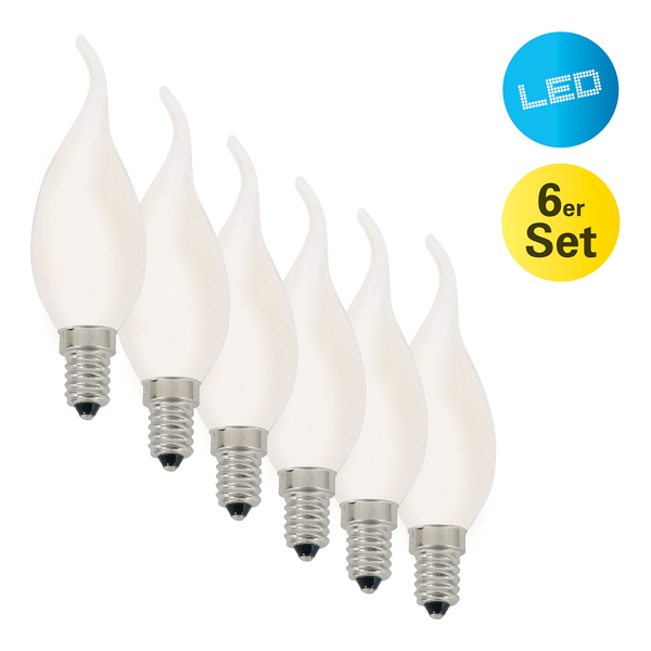 LED-Kerze Windstoß (6er-Set) - Milchglas / Eisen - 6-flammig