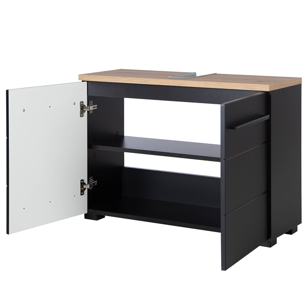 Waschbeckenunterschrank Wyntoon - Matt Schwarz - Breite: 80 cm