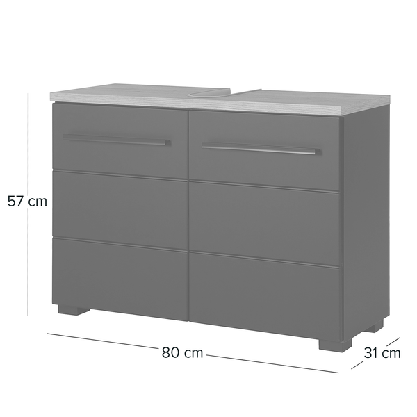 Waschbeckenunterschrank Wyntoon - Matt Schwarz - Breite: 80 cm