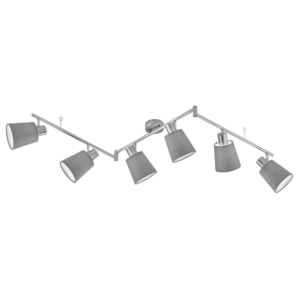 Deckenleuchte Jeff I - Leinen / Eisen - 6-flammig