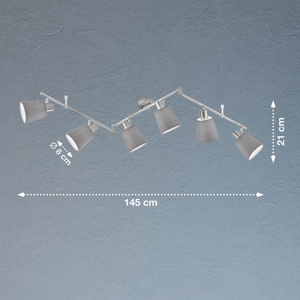 Deckenleuchte Jeff I - Leinen / Eisen - 6-flammig