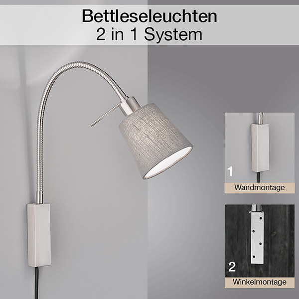Wandleuchte Wolke IV - Mischgewebe / Eisen - 1-flammig
