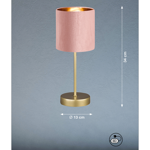Tischleuchte Aura - Samt / Eisen - 1-flammig - Rosa