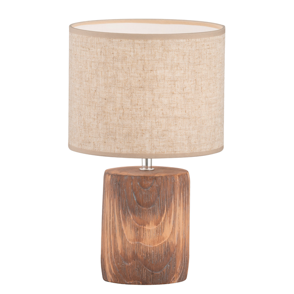 Tischleuchte Malik - Leinen / Beton - 1-flammig - Beige - Höhe: 35 cm