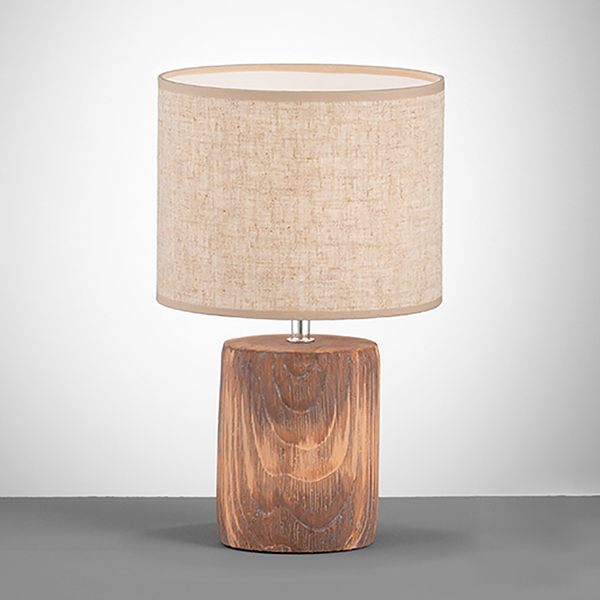 Tischleuchte Malik - Leinen / Beton - 1-flammig - Beige - Höhe: 35 cm