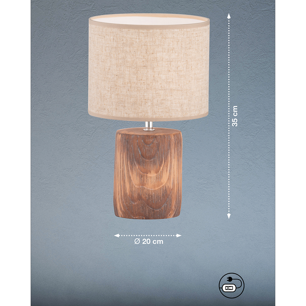 Tischleuchte Malik - Leinen / Beton - 1-flammig - Beige - Höhe: 35 cm