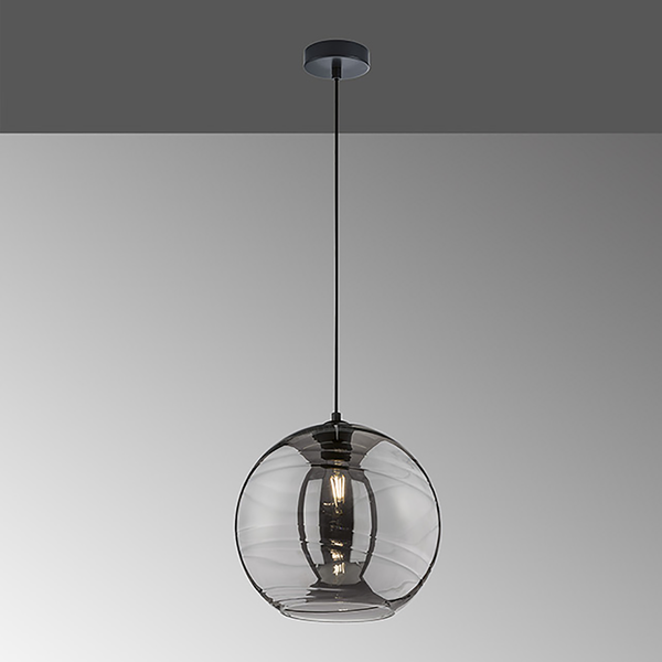 Pendelleuchte Opie II - Rauchglas / Eisen - 1-flammig