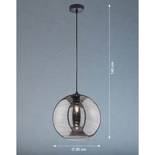 Pendelleuchte Opie II - Rauchglas / Eisen - 1-flammig