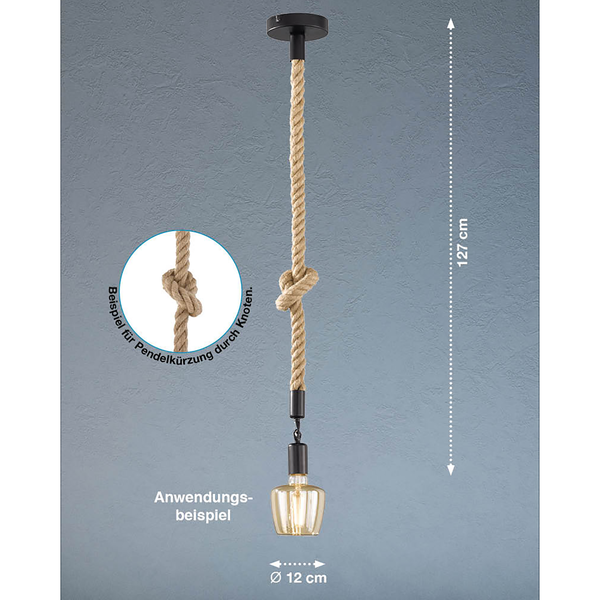 Pendelleuchte Rope II - Eisen - 1-flammig