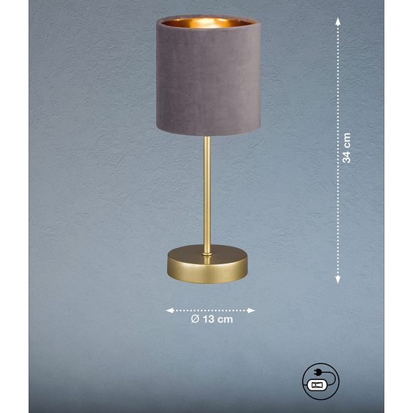 Tischleuchte Aura - Samt / Eisen - 1-flammig - Taupe