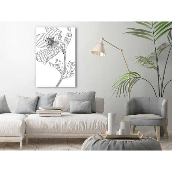 Wandbild Spring Sketch - Holzwerkstoff & Leinen - Schwarz-Weiß