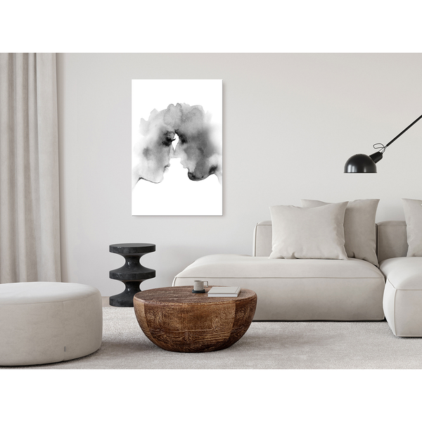 Wandbild Blurred Thoughts - Holzwerkstoff & Leinen - Schwarz-Weiß