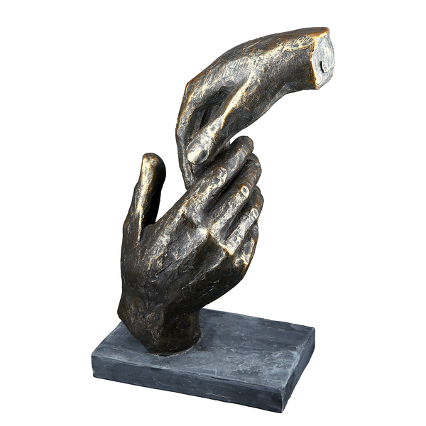Skulptur Two hands - Kunstharz - Gold - 13cm x 21cm x 7cm