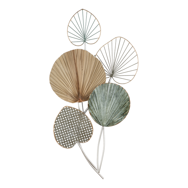 Wanddeko 5 Blätter - Aluminium - Mehrfarbig - 48cm x 90cm x 6cm