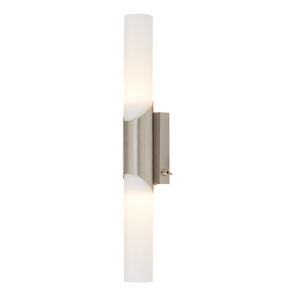 Wandleuchte Kabili - Milchglas / Eisen - 2-flammig