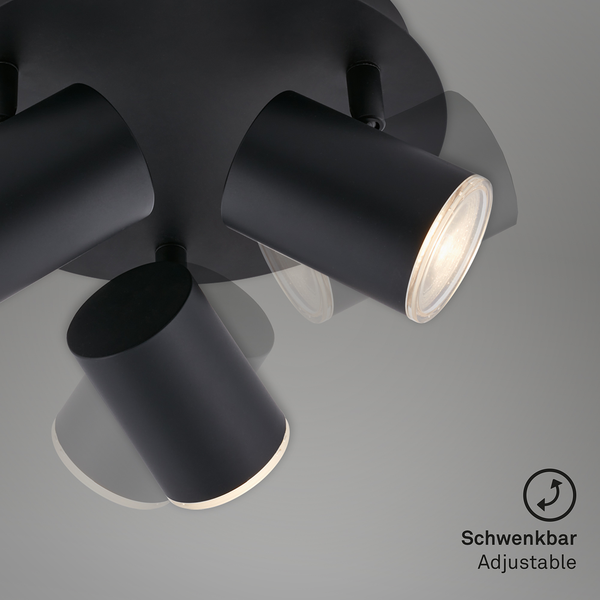 Deckenleuchte Banyo II - Polycarbonat / Eisen - 3-flammig - Schwarz