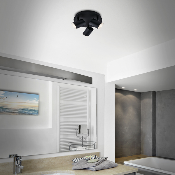 Deckenleuchte Banyo II - Polycarbonat / Eisen - 3-flammig - Schwarz
