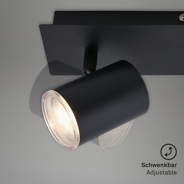 Deckenleuchte Banyo I - Polycarbonat / Eisen - 2-flammig - Schwarz