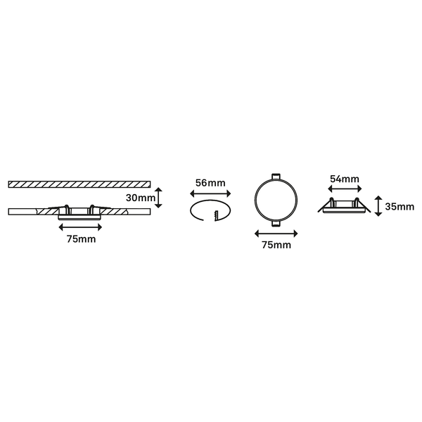 LED-Einbauleuchte Plat I - Polycarbonat / Eisen - 1-flammig - Durchmesser: 8 cm