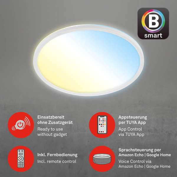 LED-Deckenleuchte Slim S I - Polycarbonat - 1-flammig - Weiß - Durchmesser: 42 cm