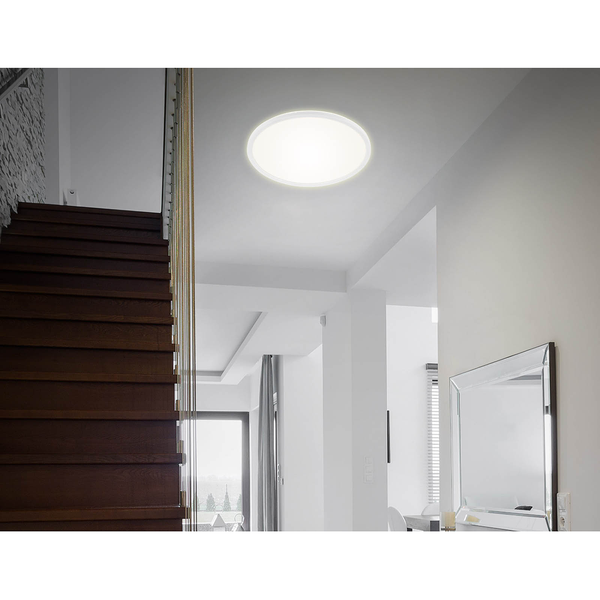 LED-Deckenleuchte Slim S I - Polycarbonat - 1-flammig - Weiß - Durchmesser: 42 cm