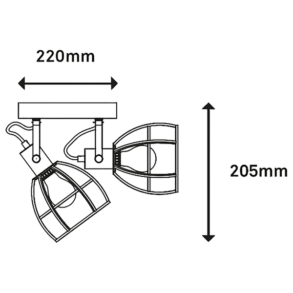 Deckenleuchte Korbo I - Eisen / Gummibaum - 2-flammig