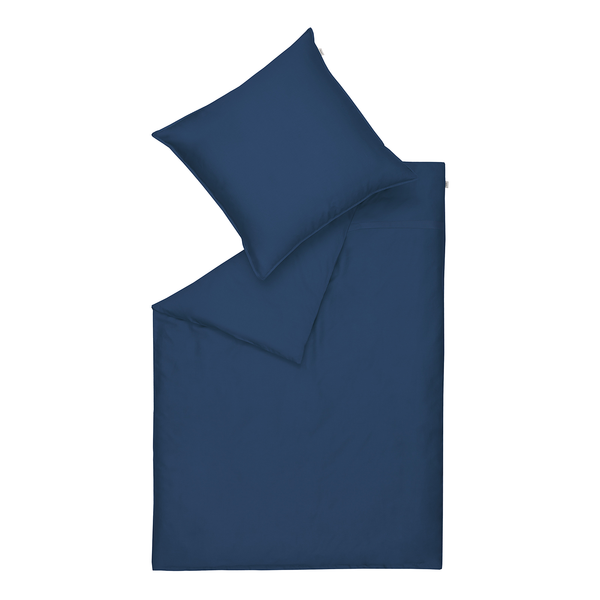 Bettwäsche Pure - Baumwolle - Marineblau - 135 x 200 cm + Kissen 80 x 80 cm