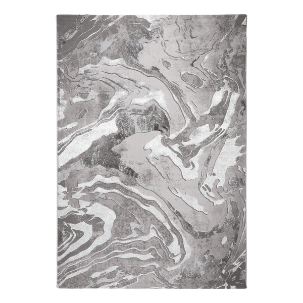 Kurzflorteppich Marbled - Polypropylene - Silber - 80 x 150 cm