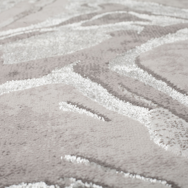 Kurzflorteppich Marbled - Polypropylene - Silber - 80 x 150 cm