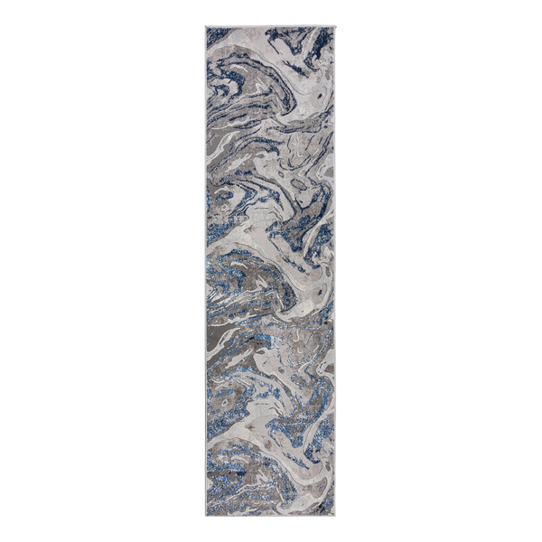 Läufer Marbled - Polypropylene - Marineblau - 80 x 300 cm