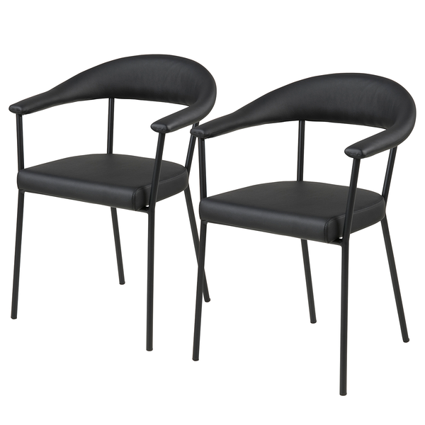 Armlehnenstuhl Otava (2er-Set) - Kunstleder / Eisen - Schwarz