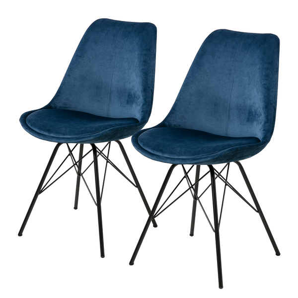 Polsterstuhl Bonito 2er-Set - Samt Vilda: Marineblau