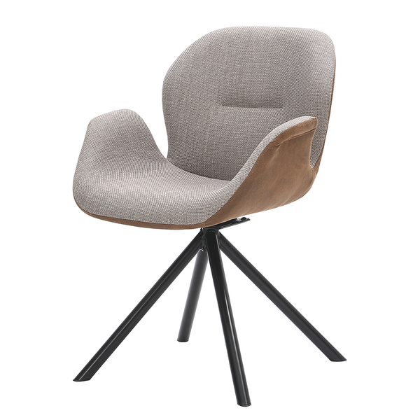 Drehbarer Armlehnenstuhl WINC - Taupe & Braun / Schwarz