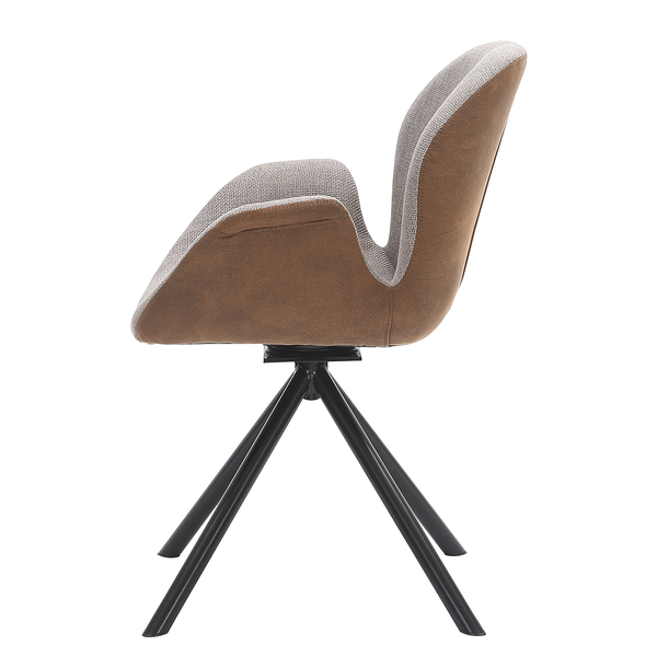 Drehbarer Armlehnenstuhl WINC - Taupe & Braun / Schwarz