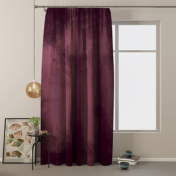Vorhang mit Kräuselband Velvet - Polyester - Burgunderrot - 140 x 270 cm