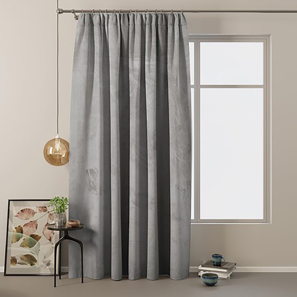 Vorhang mit Kräuselband Velvet - Polyester - Silber - 140 x 270 cm