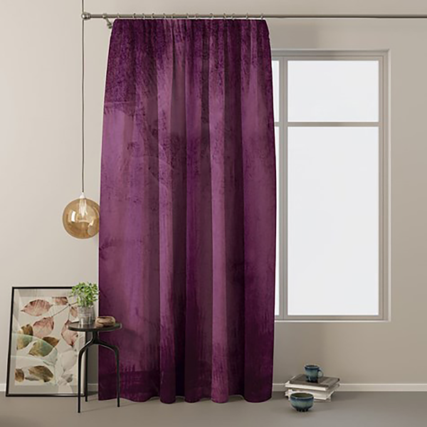 Vorhang mit Kräuselband Velvet - Polyester - Beere - 140 x 245 cm