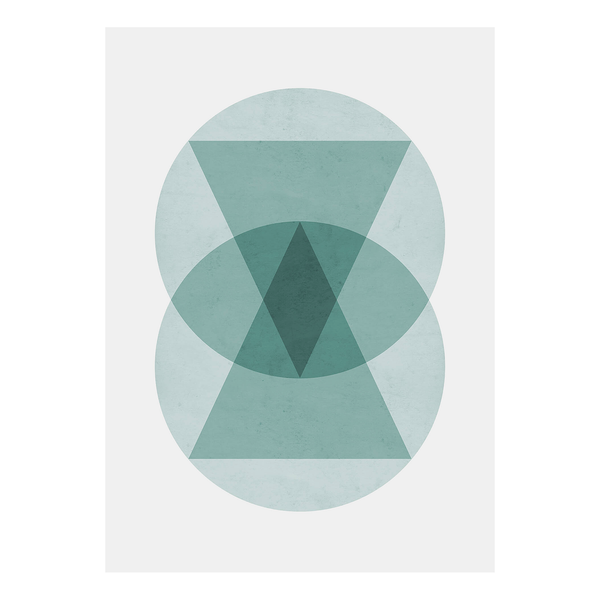 Leinwandbild Circles and Triangle - Polyester PVC / Fichtenholz - Blau / Weiß